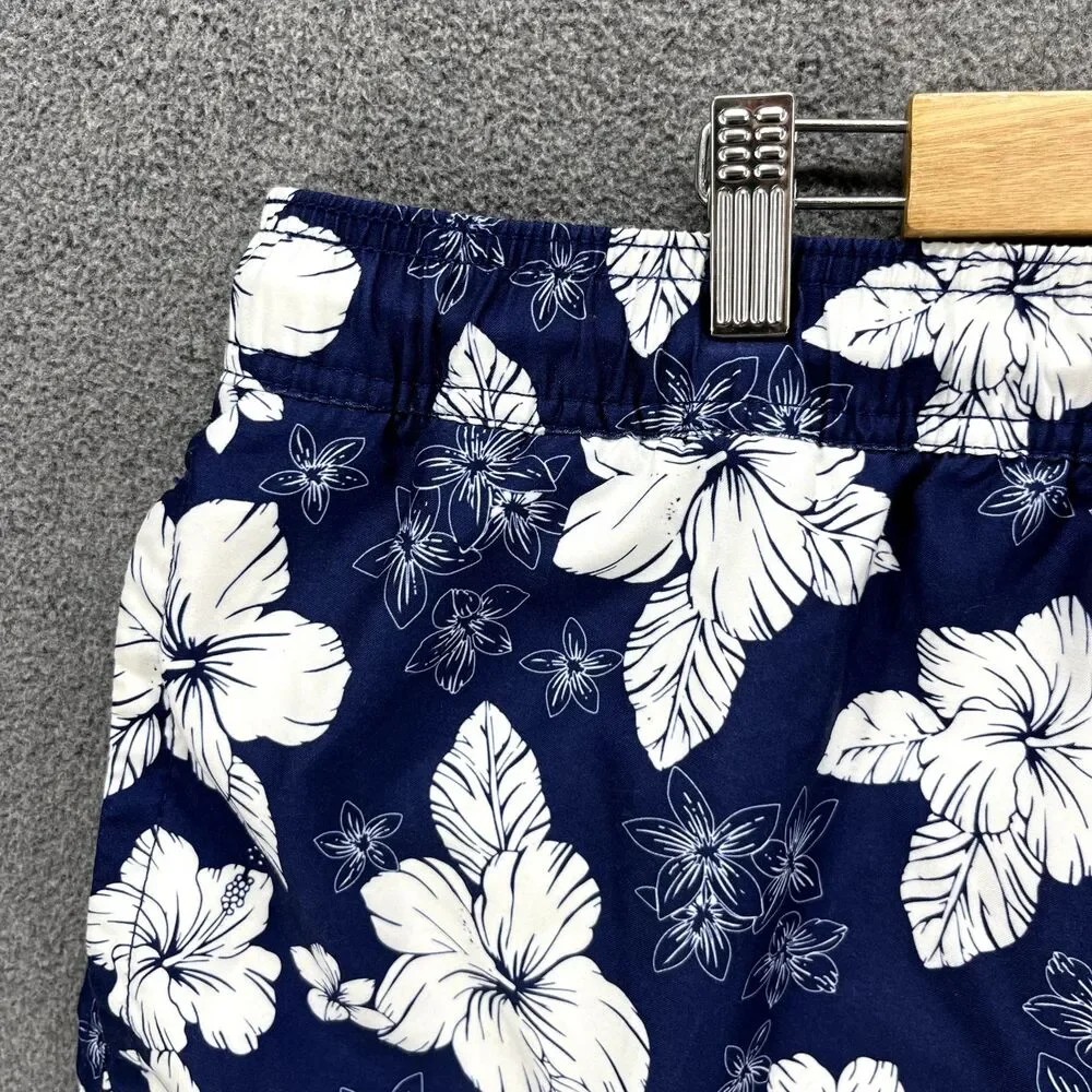 Amazon Essentials Board Swim Shorts Mens XXL Blue‎ White Floral Tropical Print